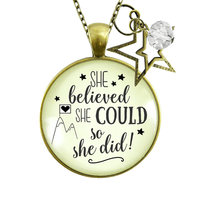 She Believed She Could So She Did Necklace Everyday Word Jewelry - Gutsy Goodness