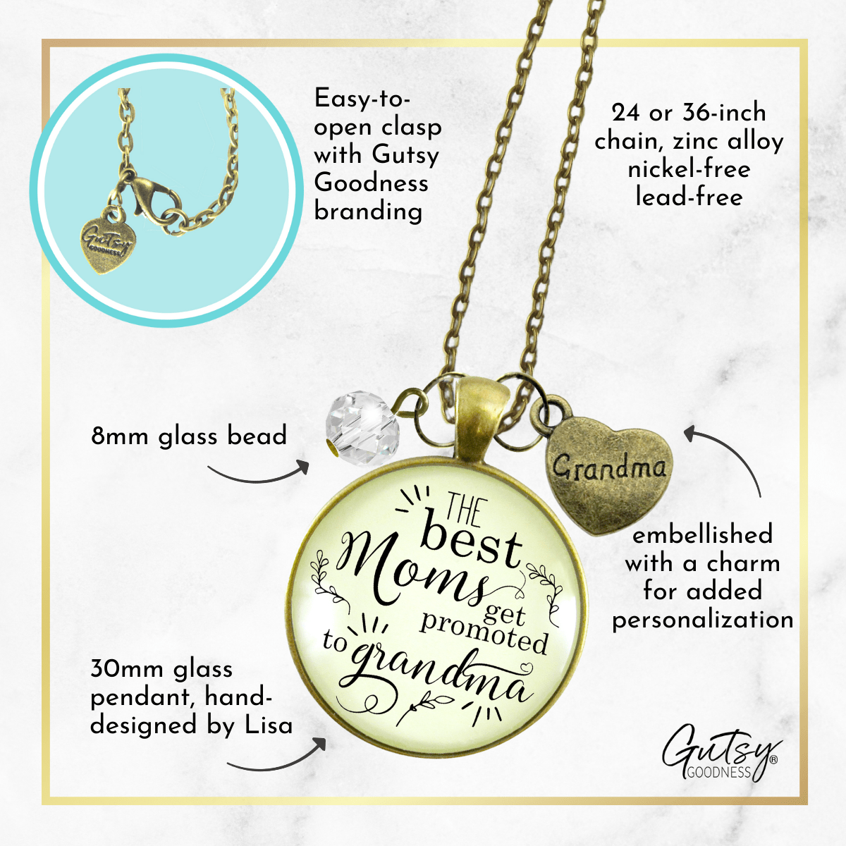 Gutsy Goodness New Grandma Necklace Best Moms Promoted Grandmother Jewelry Gift - Gutsy Goodness Handmade Jewelry;New Grandma Necklace Best Moms Promoted Grandmother Jewelry Gift - Gutsy Goodness Handmade Jewelry Gifts