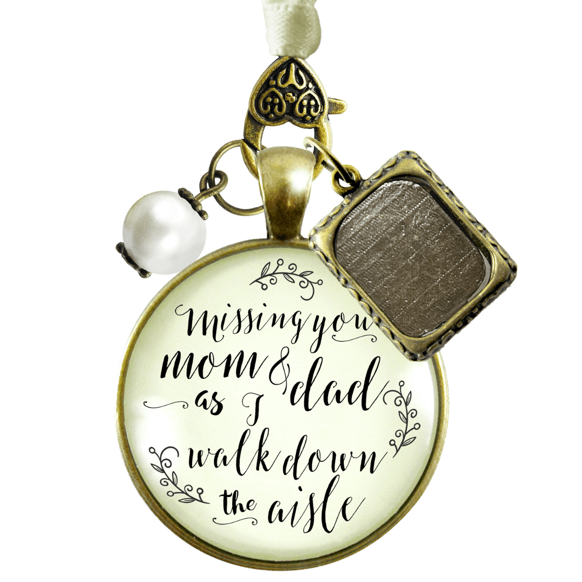 Bouquet Charm Mom Dad Of Bride Vintage Parents Memory Photo Frame Wedding Jewels - Gutsy Goodness Handmade Jewelry Gifts