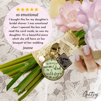 Bouquet Charm Mom Dad Of Bride Vintage Parents Memory Photo Frame Wedding Jewels - Gutsy Goodness Handmade Jewelry Gifts