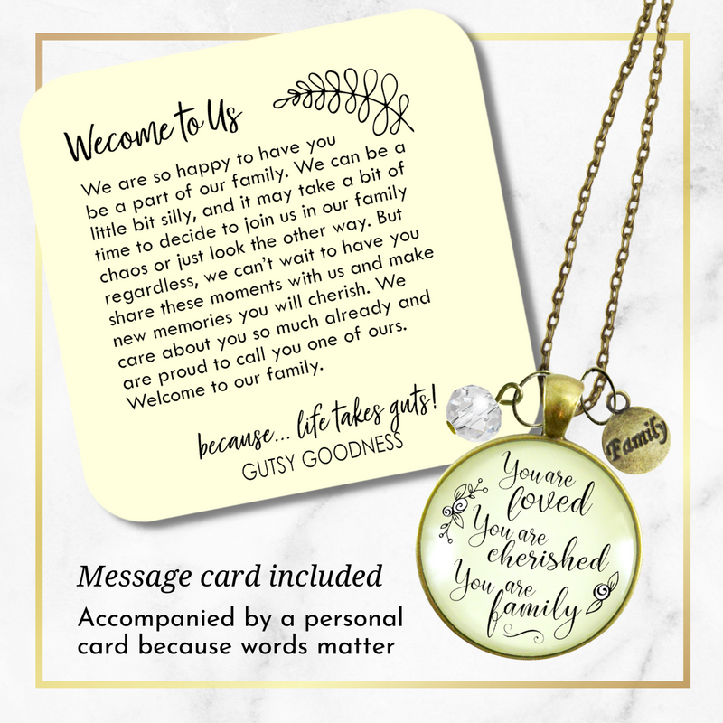 Loving Family Necklace You are Cherished Meaningful Gift Jewelry  Necklace - Gutsy Goodness Handmade Jewelry