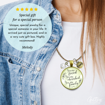 Loving Family Necklace You are Cherished Meaningful Gift Jewelry  Necklace - Gutsy Goodness Handmade Jewelry