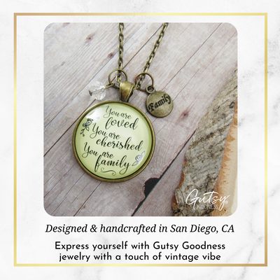 Loving Family Necklace You are Cherished Meaningful Gift Jewelry  Necklace - Gutsy Goodness Handmade Jewelry