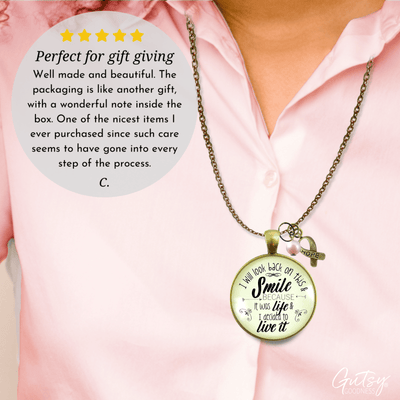 Gutsy Goodness Breast Cancer Necklace Life Survivor Mantra Recovery Jewelry Pink Ribbon Charm - Gutsy Goodness Handmade Jewelry;Breast Cancer Necklace Life Survivor Mantra Recovery Jewelry Pink Ribbon Charm - Gutsy Goodness Handmade Jewelry Gifts