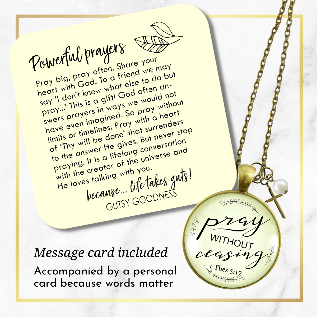 Gutsy Goodness Pray Without Ceasing Faith Prayer Cross Necklace Christian Jewelry - Gutsy Goodness;Pray Without Ceasing Faith Prayer Cross Necklace Christian Jewelry - Gutsy Goodness Handmade Jewelry Gifts