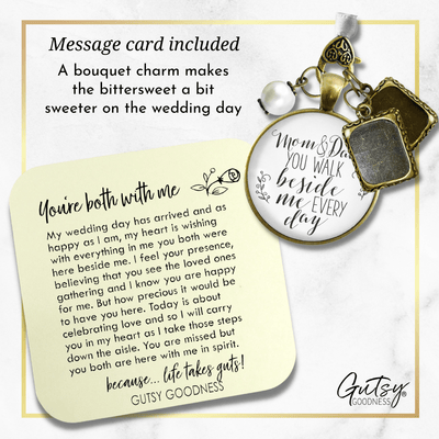 Bouquet Charm Mom And Dad Bride Parents White 2 Memory Photo Frames Wedding Memorial - Gutsy Goodness Handmade Jewelry Gifts