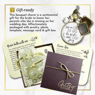 Bouquet Charm Mom And Dad Bride Parents White 2 Memory Photo Frames Wedding Memorial - Gutsy Goodness Handmade Jewelry Gifts