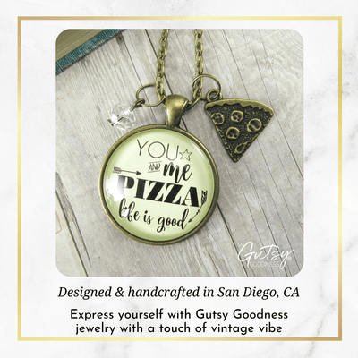 Gutsy Goodness Pizza Necklace You Me Pizza Life is Good Friendship Charm - Gutsy Goodness Handmade Jewelry;Pizza Necklace You Me Pizza Life Is Good Friendship Charm - Gutsy Goodness Handmade Jewelry Gifts