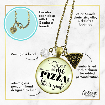 Gutsy Goodness Pizza Necklace You Me Pizza Life is Good Friendship Charm - Gutsy Goodness Handmade Jewelry;Pizza Necklace You Me Pizza Life Is Good Friendship Charm - Gutsy Goodness Handmade Jewelry Gifts