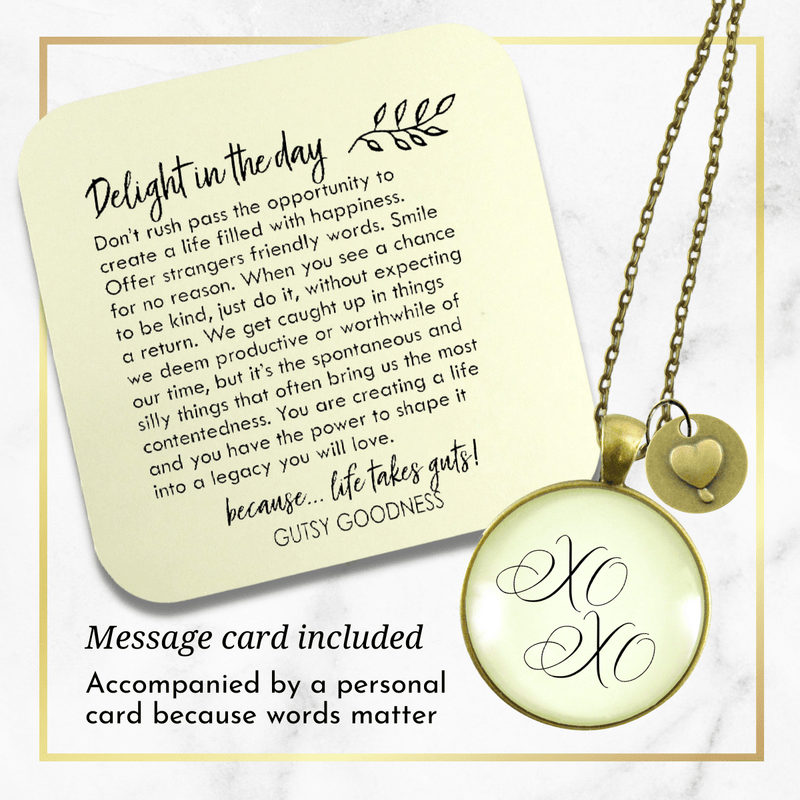 Gutsy Goodness XO Hugs and Kisses Necklace Vintage Love Romantic Heart Charm Gift - Gutsy Goodness;Xo Hugs And Kisses Necklace Vintage Love Romantic Heart Charm Gift - Gutsy Goodness Handmade Jewelry Gifts