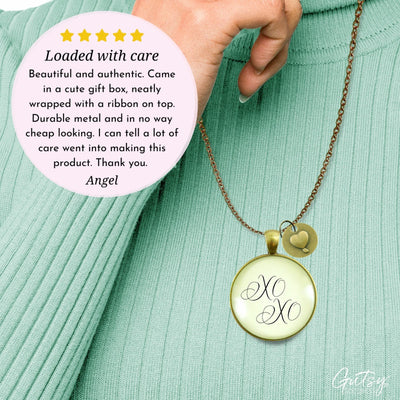 Gutsy Goodness XO Hugs and Kisses Necklace Vintage Love Romantic Heart Charm Gift - Gutsy Goodness;Xo Hugs And Kisses Necklace Vintage Love Romantic Heart Charm Gift - Gutsy Goodness Handmade Jewelry Gifts