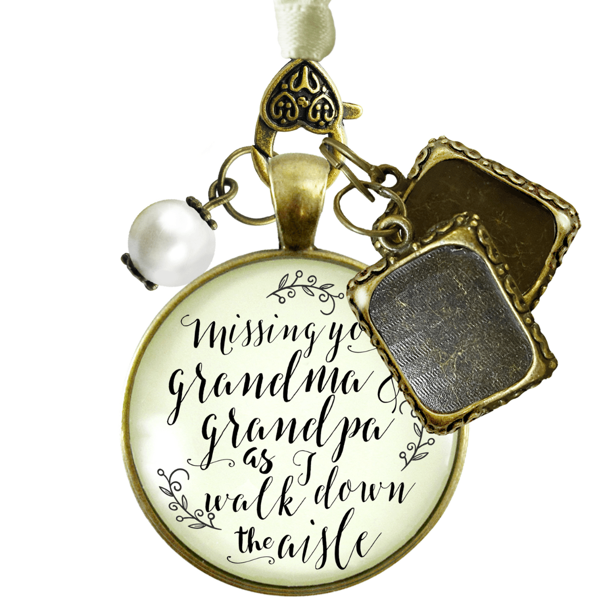 Bouquet Charm Bridal Memorial Grandma Grandpa Miss You Wedding 2 Picture Frames - Gutsy Goodness Handmade Jewelry Gifts