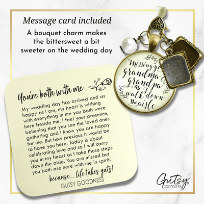Bouquet Charm Bridal Memorial Grandma Grandpa Miss You Wedding 2 Picture Frames - Gutsy Goodness Handmade Jewelry Gifts