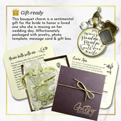 Bouquet Charm Bridal Memorial Grandma Grandpa Miss You Wedding 2 Picture Frames - Gutsy Goodness Handmade Jewelry Gifts