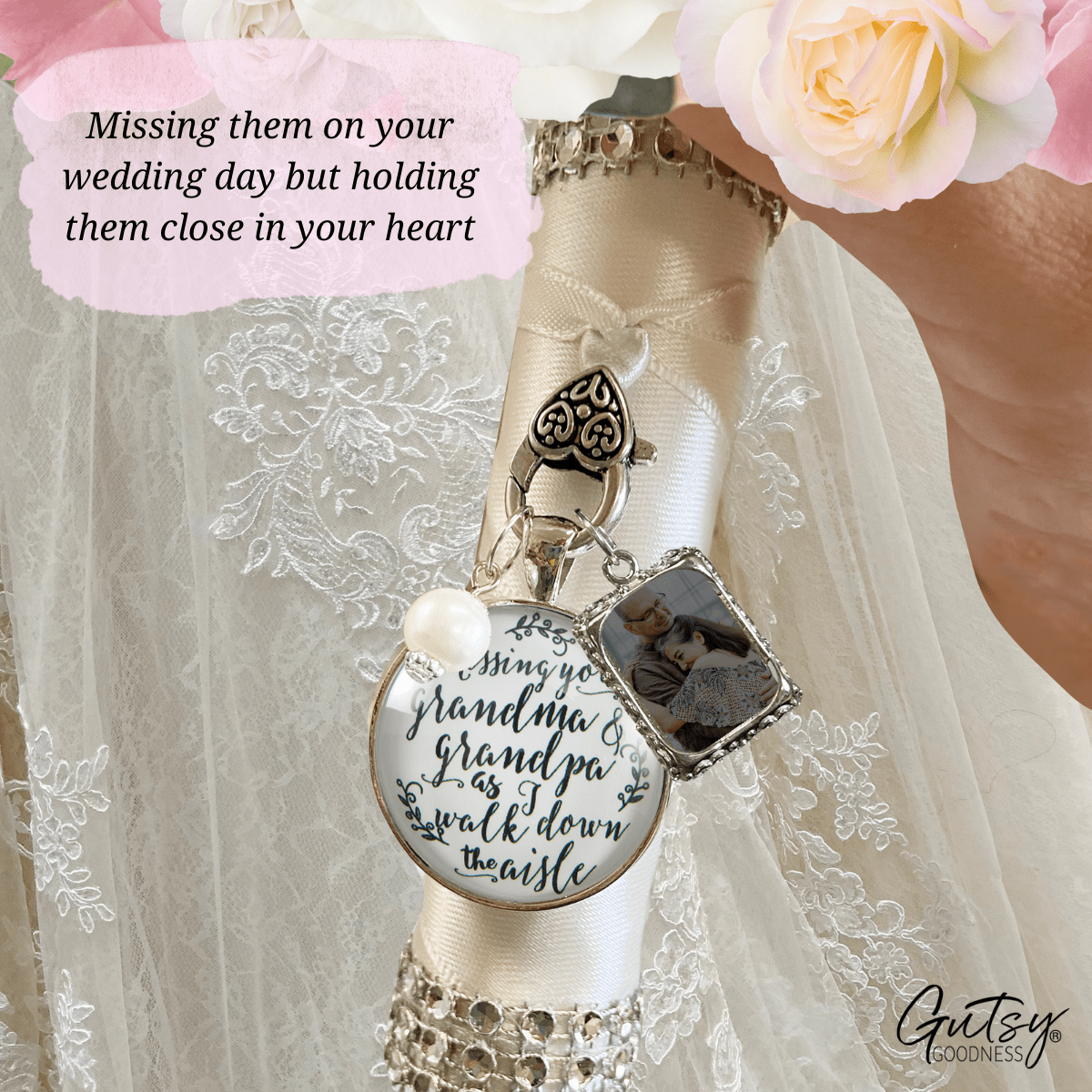Bouquet Charm on Your Wedding Day Mom Dad Memorial Bridal Memorial Custom Photo Frame My Daughter