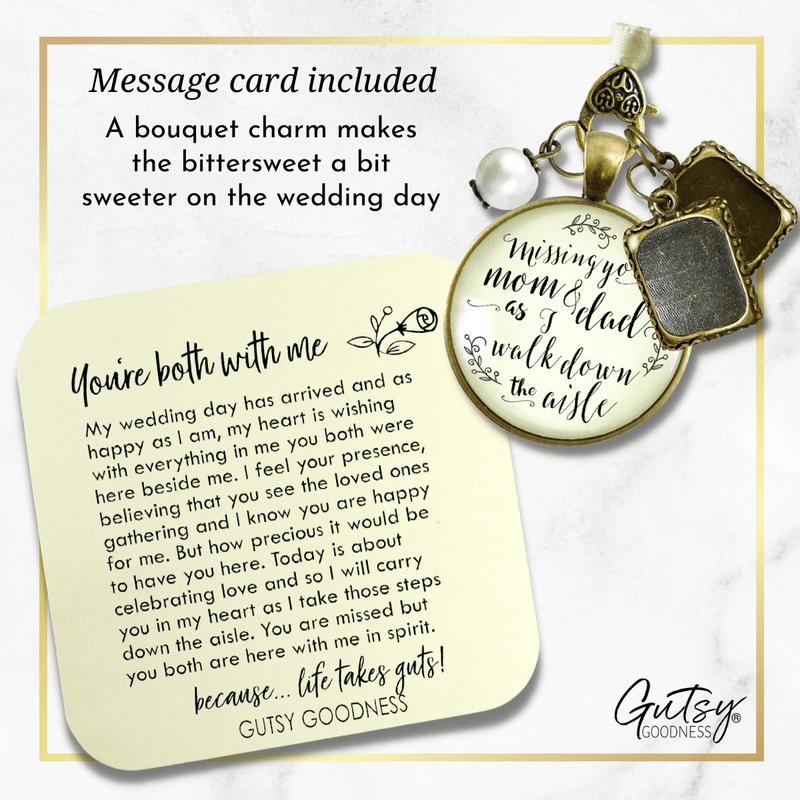 Bouquet Charm Mom And Dad Of Bride Vintage Parents Memory Wedding Jewels - Gutsy Goodness Handmade Jewelry Gifts