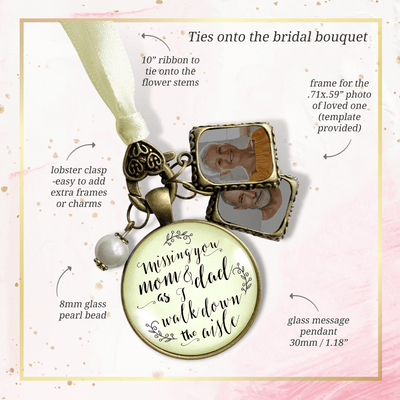 Bouquet Charm Mom And Dad Of Bride Vintage Parents Memory Wedding Jewels - Gutsy Goodness Handmade Jewelry Gifts