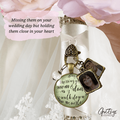 Bouquet Charm Mom And Dad Of Bride Vintage Parents Memory Wedding Jewels - Gutsy Goodness Handmade Jewelry Gifts