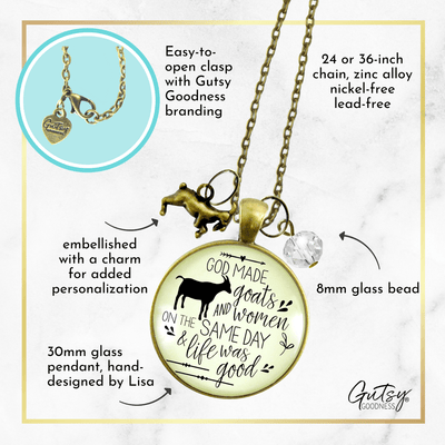 Gutsy Goodness Goat Necklace Funny God Made Goats and Women It Was Good - Gutsy Goodness;Goat Necklace Funny God Made Goats And Women It Was Good - Gutsy Goodness Handmade Jewelry Gifts