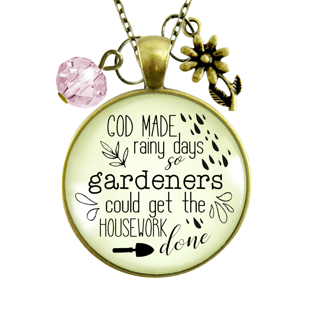 Gutsy Goodness Funny Gardening Necklace God Made Rainy Days So Housework Done Gift Jewelry - Gutsy Goodness;Funny Gardening Necklace God Made Rainy Days So Housework Done Gift Jewelry - Gutsy Goodness Handmade Jewelry Gifts