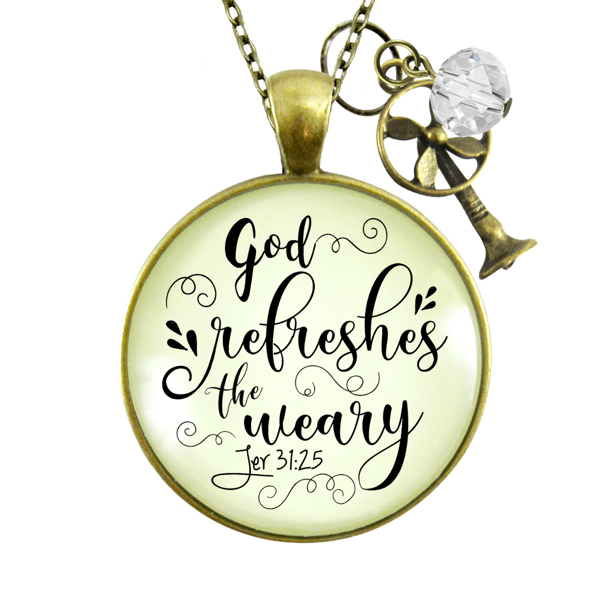 Gutsy Goodness God Refreshes Weary Necklace Inspirational Faith Jewelry Fan Charm - Gutsy Goodness Handmade Jewelry;God Refreshes Weary Necklace Inspirational Faith Jewelry Fan Charm - Gutsy Goodness Handmade Jewelry Gifts