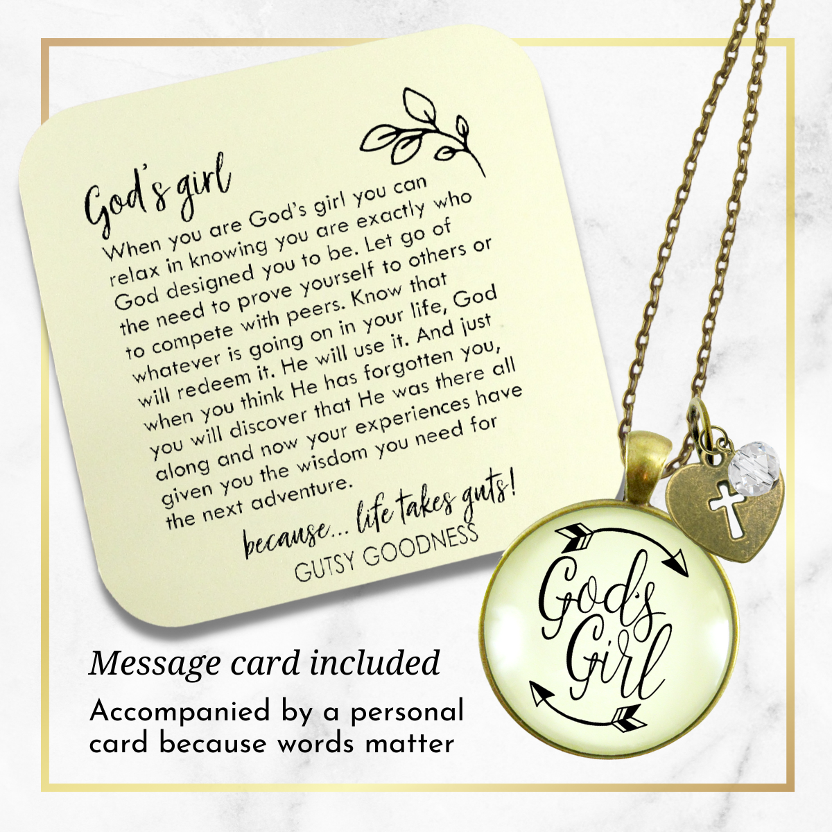 God's Girl Necklace Faith Inspired Hipster Fashion Teen Life Jewelry Heart Charm  Necklace - Gutsy Goodness Handmade Jewelry