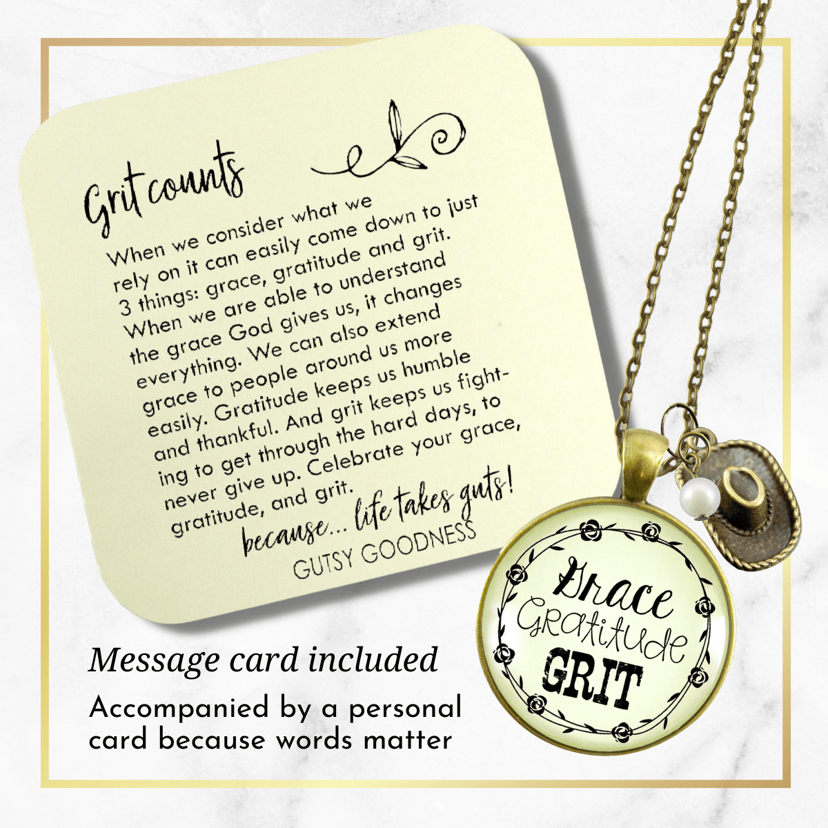 Gutsy Goodness Grace Gratitude Grit Country Necklace Western Cow Jewelry - Gutsy Goodness Handmade Jewelry;Grace Gratitude Grit Country Necklace Western Cow Jewelry - Gutsy Goodness Handmade Jewelry Gifts