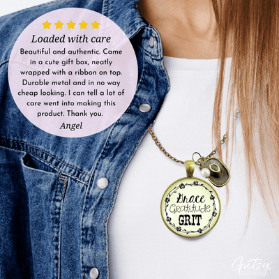 Gutsy Goodness Grace Gratitude Grit Country Necklace Western Cow Jewelry - Gutsy Goodness Handmade Jewelry;Grace Gratitude Grit Country Necklace Western Cow Jewelry - Gutsy Goodness Handmade Jewelry Gifts