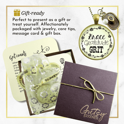 Gutsy Goodness Grace Gratitude Grit Country Necklace Western Cow Jewelry - Gutsy Goodness Handmade Jewelry;Grace Gratitude Grit Country Necklace Western Cow Jewelry - Gutsy Goodness Handmade Jewelry Gifts