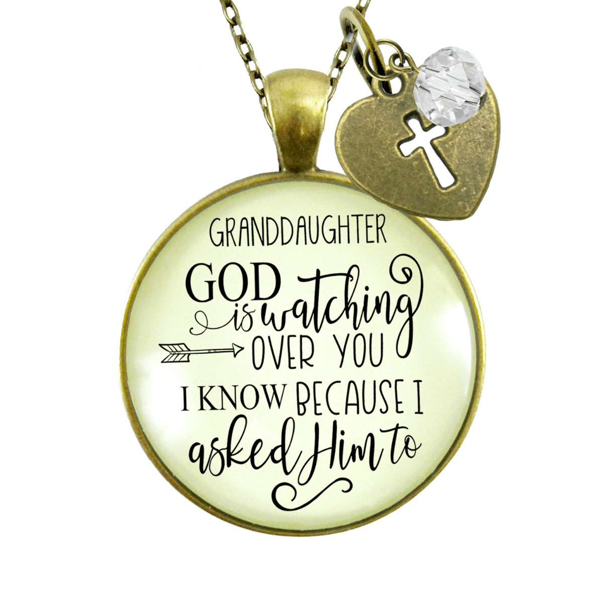 Gutsy Goodness Granddaughter Necklace He is Watching Over You Jewelry Gift from Grandma Grandpa - Gutsy Goodness;Granddaughter Necklace He Is Watching Over You Jewelry Gift From Grandma Grandpa - Gutsy Goodness Handmade Jewelry Gifts