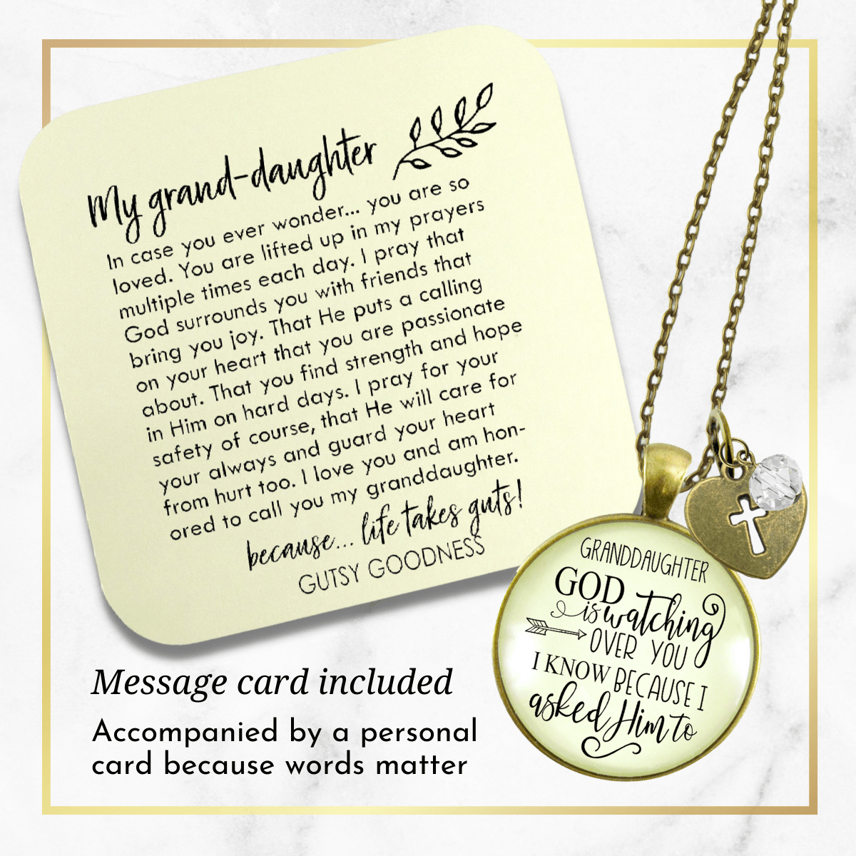 Gutsy Goodness Granddaughter Necklace He is Watching Over You Jewelry Gift from Grandma Grandpa - Gutsy Goodness;Granddaughter Necklace He Is Watching Over You Jewelry Gift From Grandma Grandpa - Gutsy Goodness Handmade Jewelry Gifts