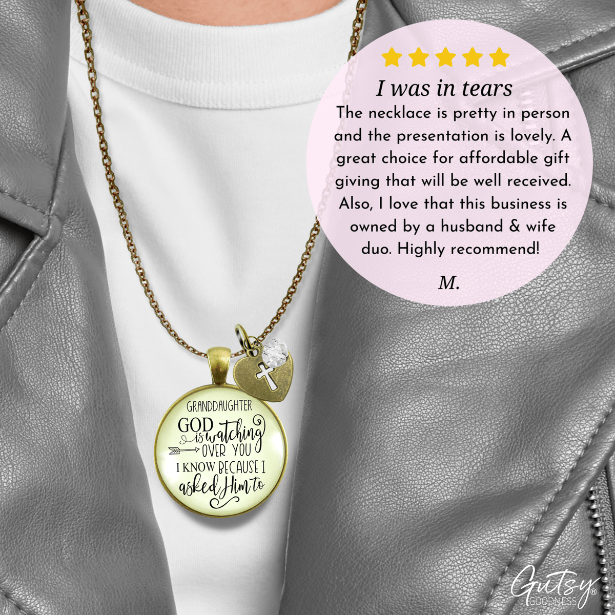 Gutsy Goodness Granddaughter Necklace He is Watching Over You Jewelry Gift from Grandma Grandpa - Gutsy Goodness;Granddaughter Necklace He Is Watching Over You Jewelry Gift From Grandma Grandpa - Gutsy Goodness Handmade Jewelry Gifts