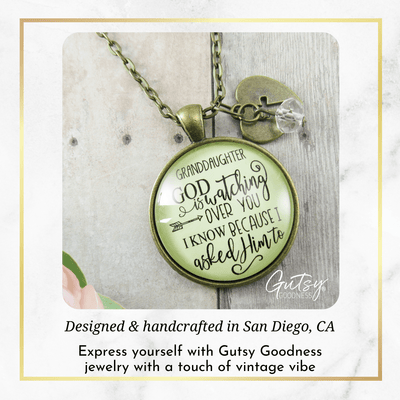 Gutsy Goodness Granddaughter Necklace He is Watching Over You Jewelry Gift from Grandma Grandpa - Gutsy Goodness;Granddaughter Necklace He Is Watching Over You Jewelry Gift From Grandma Grandpa - Gutsy Goodness Handmade Jewelry Gifts