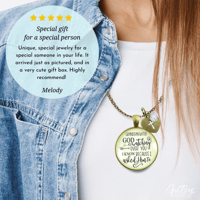 Gutsy Goodness Granddaughter Necklace He is Watching Over You Jewelry Gift from Grandma Grandpa - Gutsy Goodness;Granddaughter Necklace He Is Watching Over You Jewelry Gift From Grandma Grandpa - Gutsy Goodness Handmade Jewelry Gifts