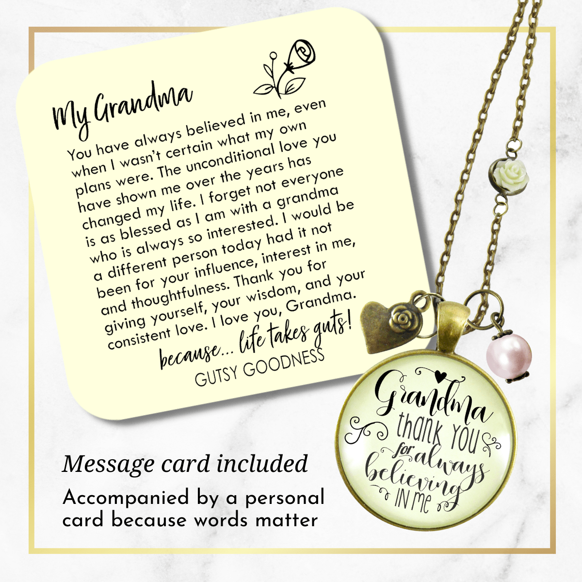 Gutsy Goodness Grandma Necklace Thank You for Believing from Grandchild Jewelry - Gutsy Goodness Handmade Jewelry;Grandma Necklace Thank You For Believing From Grandchild Jewelry - Gutsy Goodness Handmade Jewelry Gifts