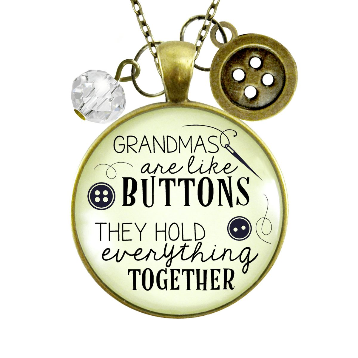 Gutsy Goodness Family Necklace Grandmas Are Like Buttons Seamstress Jewelry Charm - Gutsy Goodness Handmade Jewelry;Family Necklace Grandmas Are Like Buttons Seamstress Jewelry Charm - Gutsy Goodness Handmade Jewelry Gifts