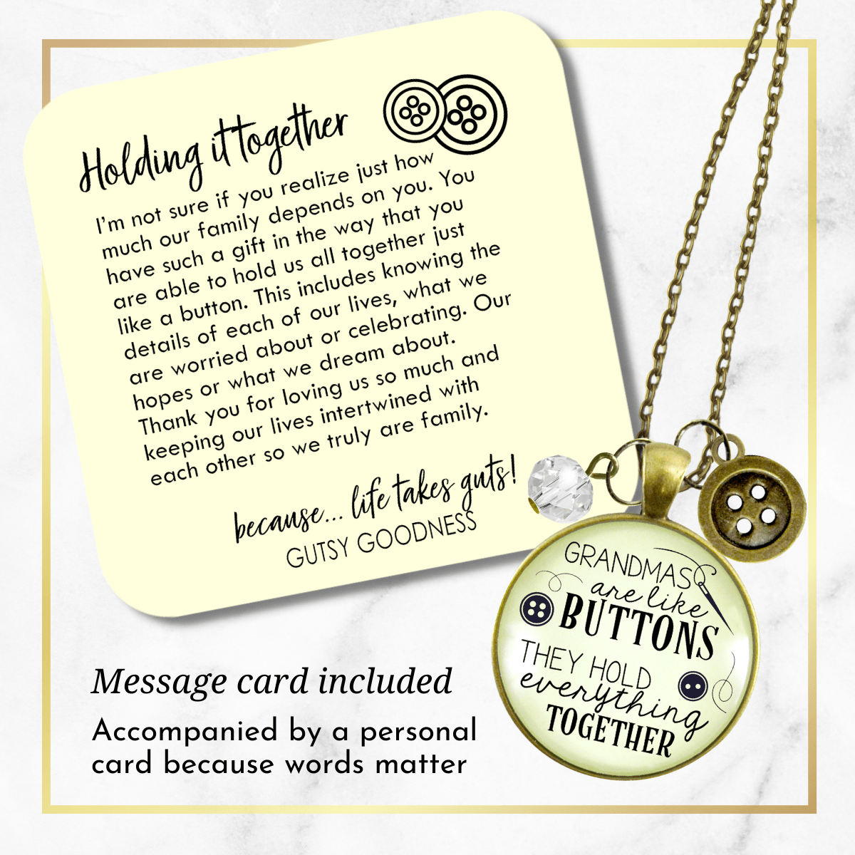 Gutsy Goodness Family Necklace Grandmas Are Like Buttons Seamstress Jewelry Charm - Gutsy Goodness Handmade Jewelry;Family Necklace Grandmas Are Like Buttons Seamstress Jewelry Charm - Gutsy Goodness Handmade Jewelry Gifts