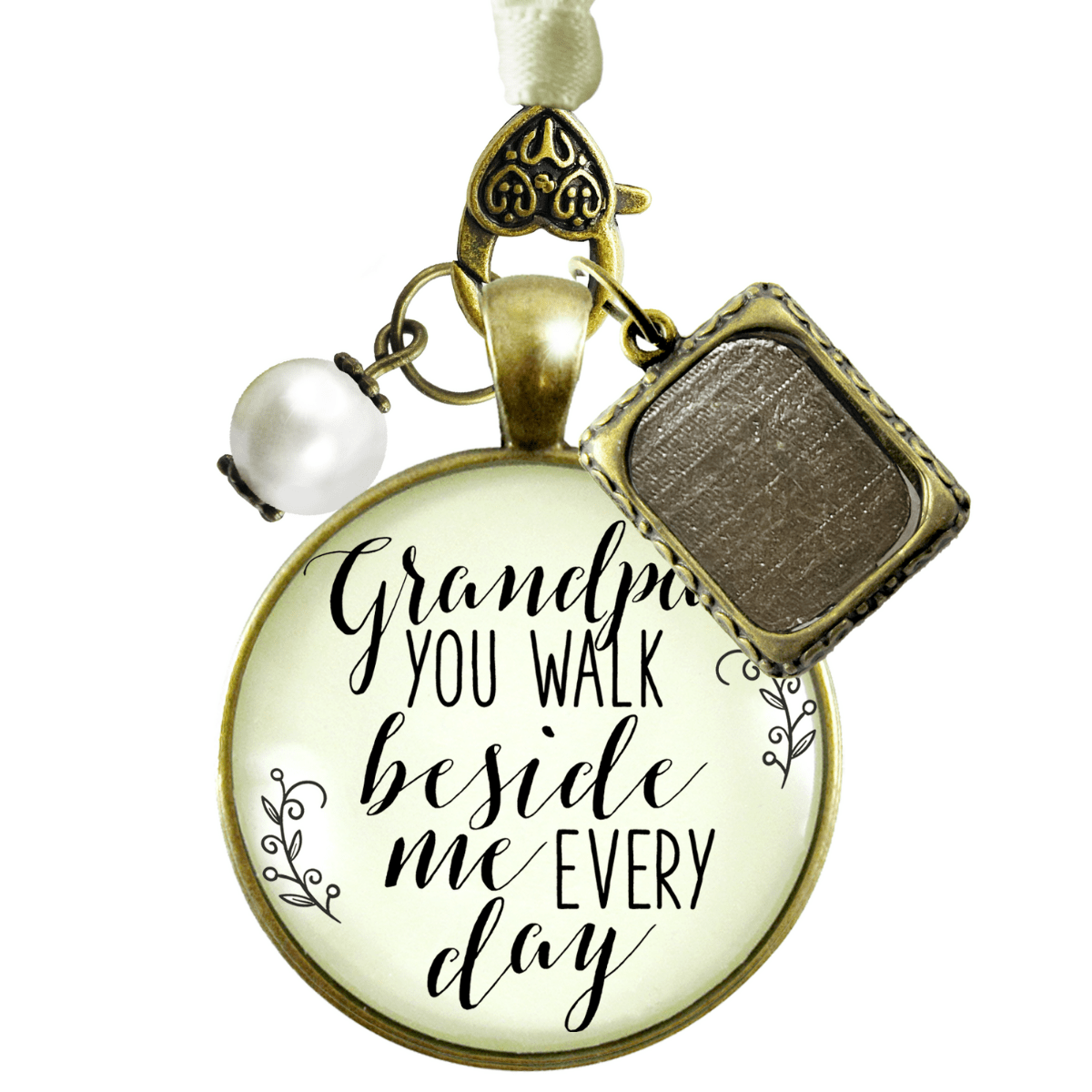 Grandfather Wedding Bouquet Charm Grandpa Beside Me Photo Frame Memorial Jewelry - Gutsy Goodness Handmade Jewelry Gifts