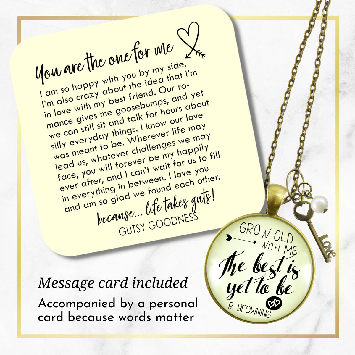 Couples Jewelry Grow Old with Me Necklace Best Yet to be Gift - Gutsy Goodness