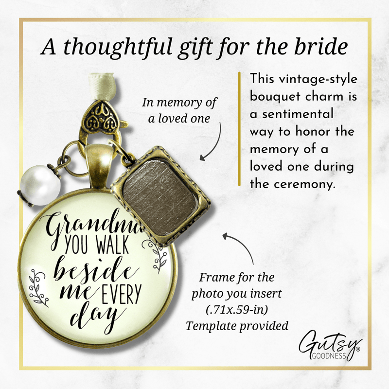 Grandma You Walk Beside Me Every Day - BRONZE - CREAM - WHITE BEAD