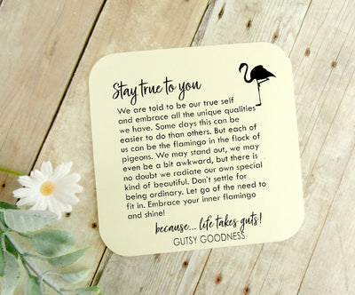 Flamingo Keychain Stay True To You Quote Tropical Fun Jewelry Pink Tassel Charm - Gutsy Goodness Handmade Jewelry