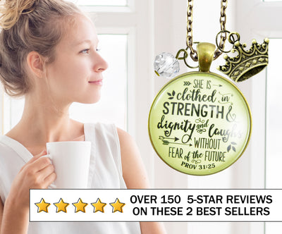 Gutsy Goodness Best Selling Bundle Faith Necklaces | She is Clothed Strength | Deep Waters 24" - Gutsy Goodness Handmade Jewelry