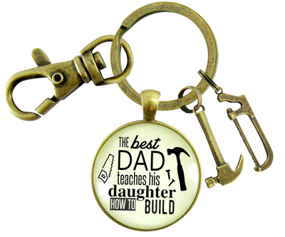 Best Dad Teaches Daughter To Build Keychain From Daughter Hammer Saw Tool Charm - Gutsy Goodness Handmade Jewelry