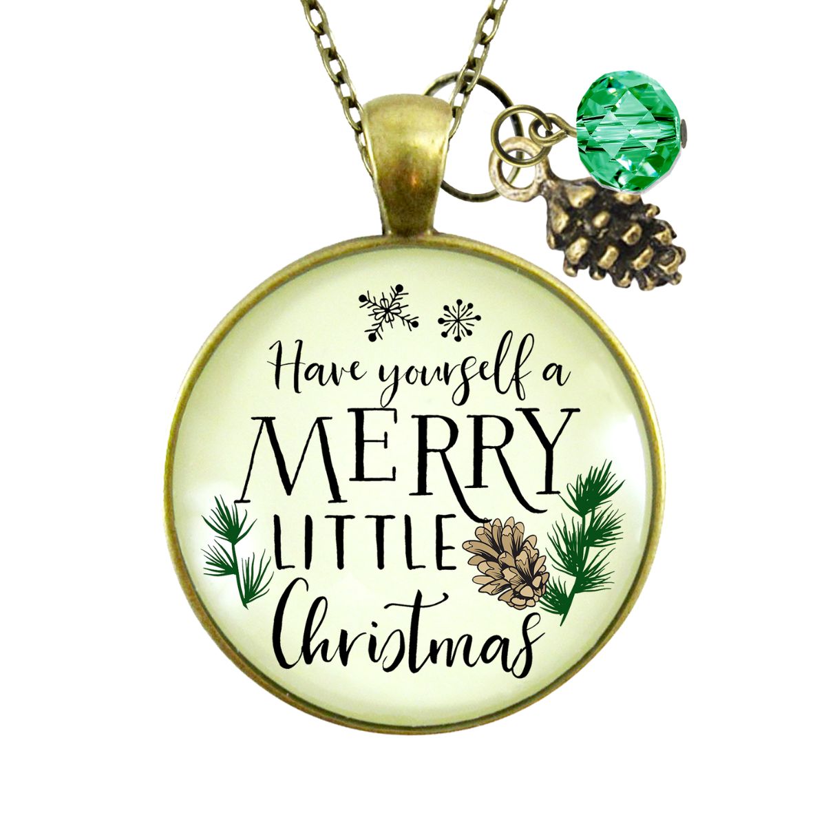 Holiday Necklace Have Yourself Merry Little Christmas Jewelry Gift  Necklace - Gutsy Goodness Handmade Jewelry