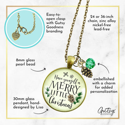 Holiday Necklace Have Yourself Merry Little Christmas Jewelry Gift  Necklace - Gutsy Goodness Handmade Jewelry