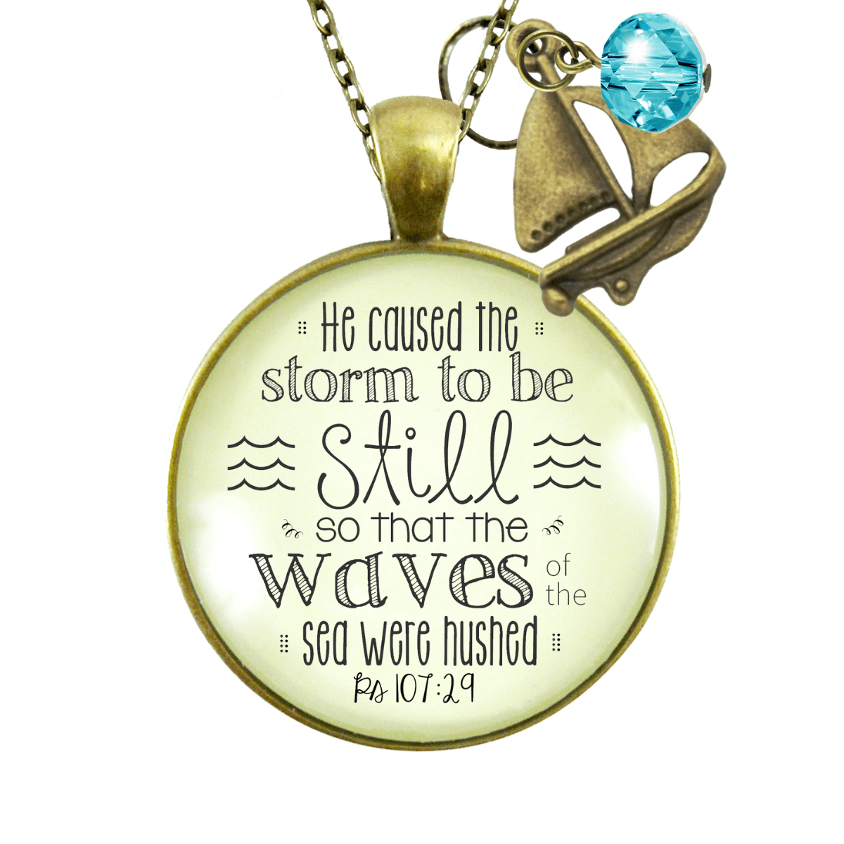 He Caused the Storm To Be Still Faith Encouragement Necklace