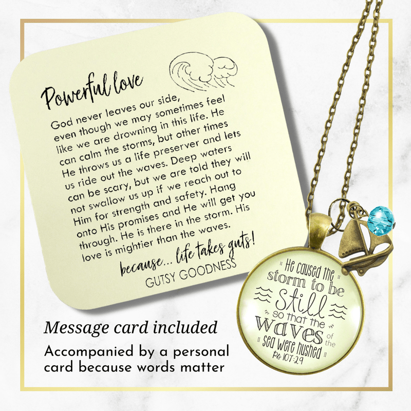 Gutsy Goodness Christian Necklace He Caused Storm to be Still God's Promise Jewelry - Gutsy Goodness Handmade Jewelry;He Caused The Storm To Be Still - Gutsy Goodness Handmade Jewelry Gifts