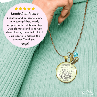 Gutsy Goodness Christian Necklace He Caused Storm to be Still God's Promise Jewelry - Gutsy Goodness Handmade Jewelry;He Caused The Storm To Be Still - Gutsy Goodness Handmade Jewelry Gifts