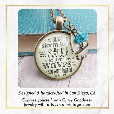 Gutsy Goodness Christian Necklace He Caused Storm to be Still God's Promise Jewelry - Gutsy Goodness Handmade Jewelry;He Caused The Storm To Be Still - Gutsy Goodness Handmade Jewelry Gifts