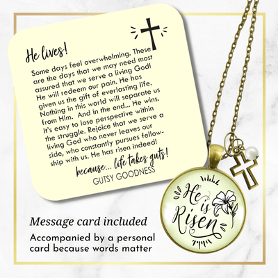 Gutsy Goodness Faith Necklace He is Risen! Christian Lily Jewelry Cross Charm - Gutsy Goodness Handmade Jewelry;Faith Necklace He Is Risen! Christian Lily Jewelry Cross Charm - Gutsy Goodness Handmade Jewelry Gifts